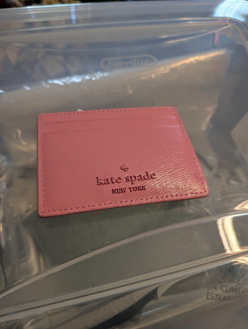 Kate Spade New Slim Card Holder‎ Pink Floral Embellished Grapefruit